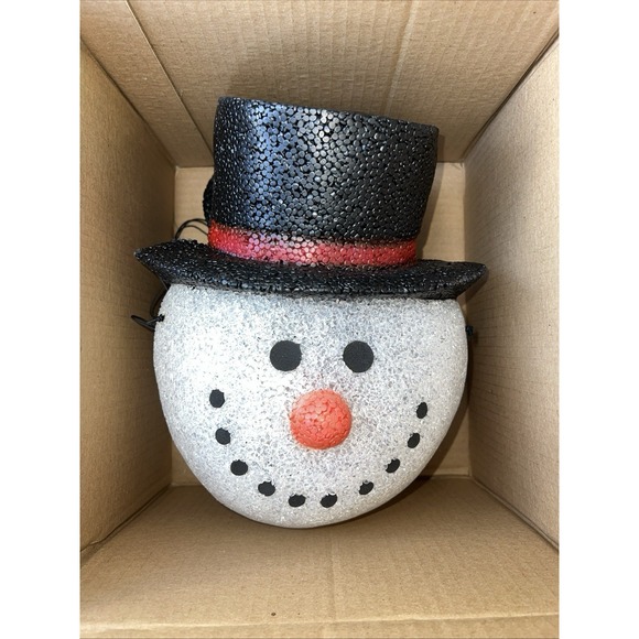 2 Melted Plastic Popcorn Snowman Christmas Lamp Post Porch Light Covers Melted - Picture 2 of 6